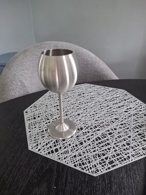 Brushed Stainless Steel Wine Goblet - Silver